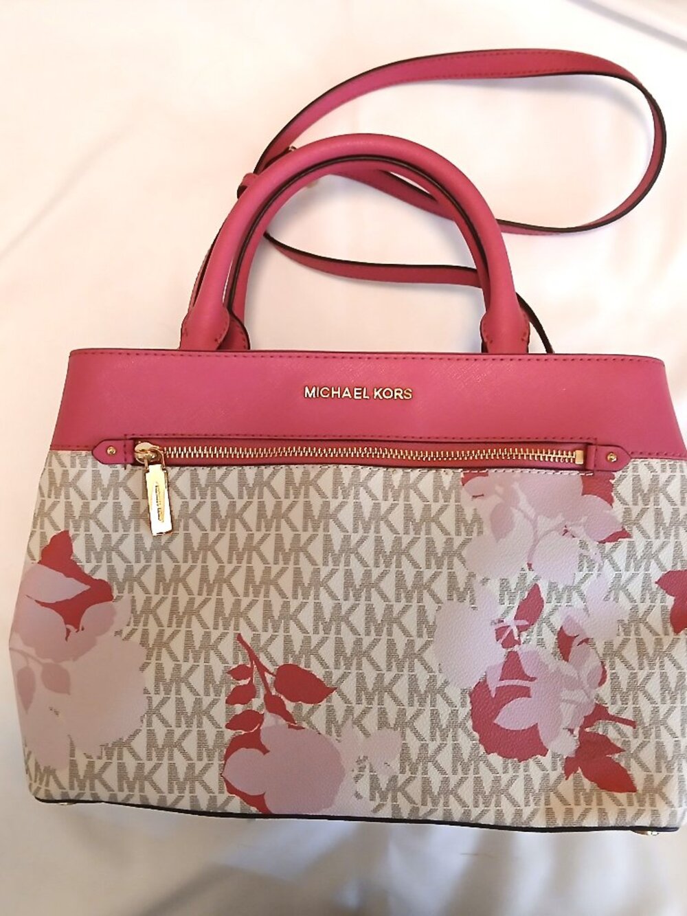 Michael Kors Hailee satchel with floral design, new